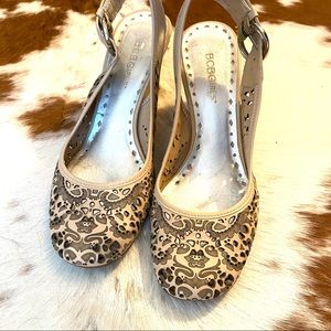 BCBG wedge slingback heels
